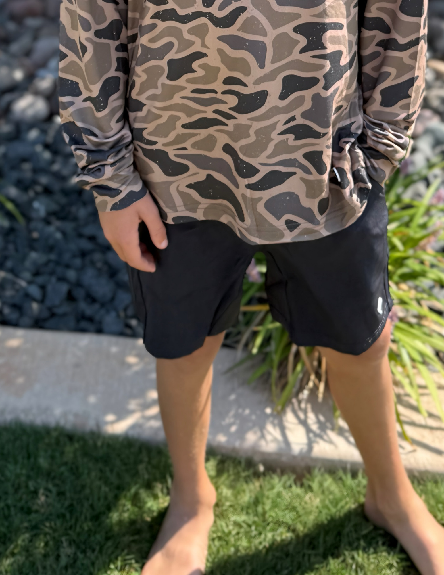 Burlebo Youth Athletic Short - Heather Black Retro Duck Camo Liner - The Foundry
