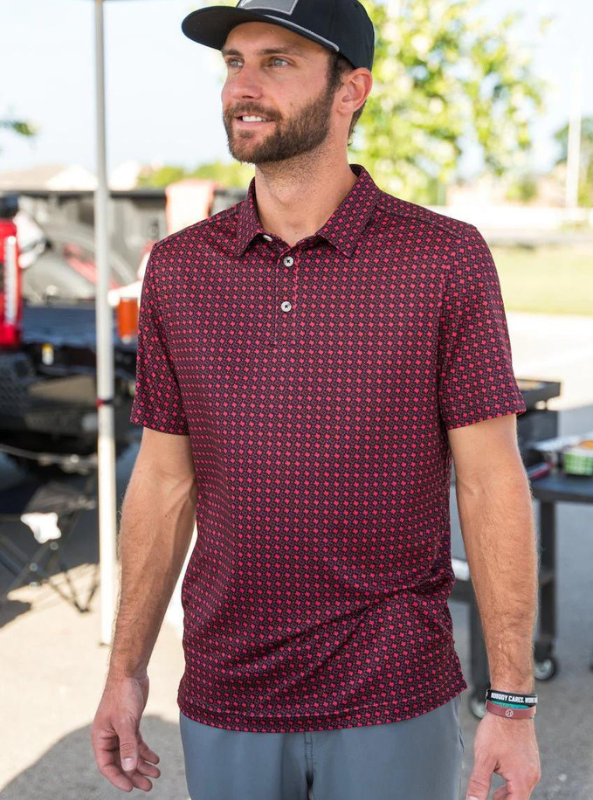 Texas Performance Polo- Black & Red - The Foundry