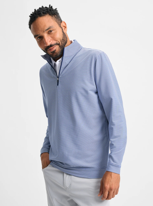 Gen Teal Apparel- Navy Pinstripe Venture Performance Quarter-Zip - The Foundry