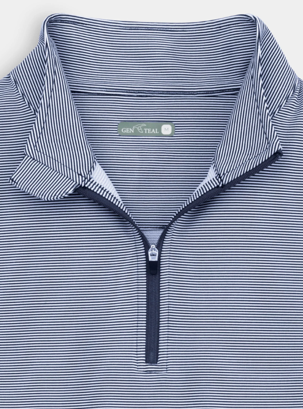 Gen Teal Apparel- Navy Pinstripe Venture Performance Quarter-Zip - The Foundry