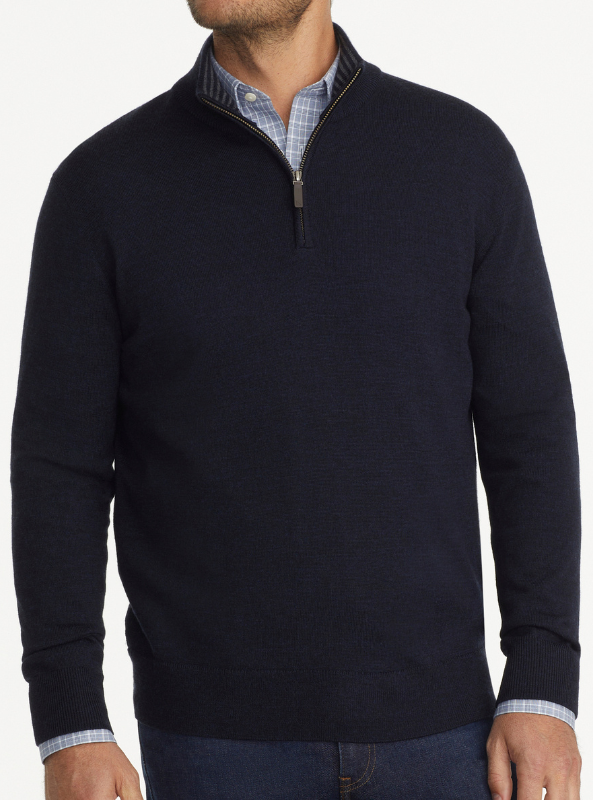 Untuckit - Belguardo Merino Wool 1/4 Zip Sweater Dark Blue - The Foundry