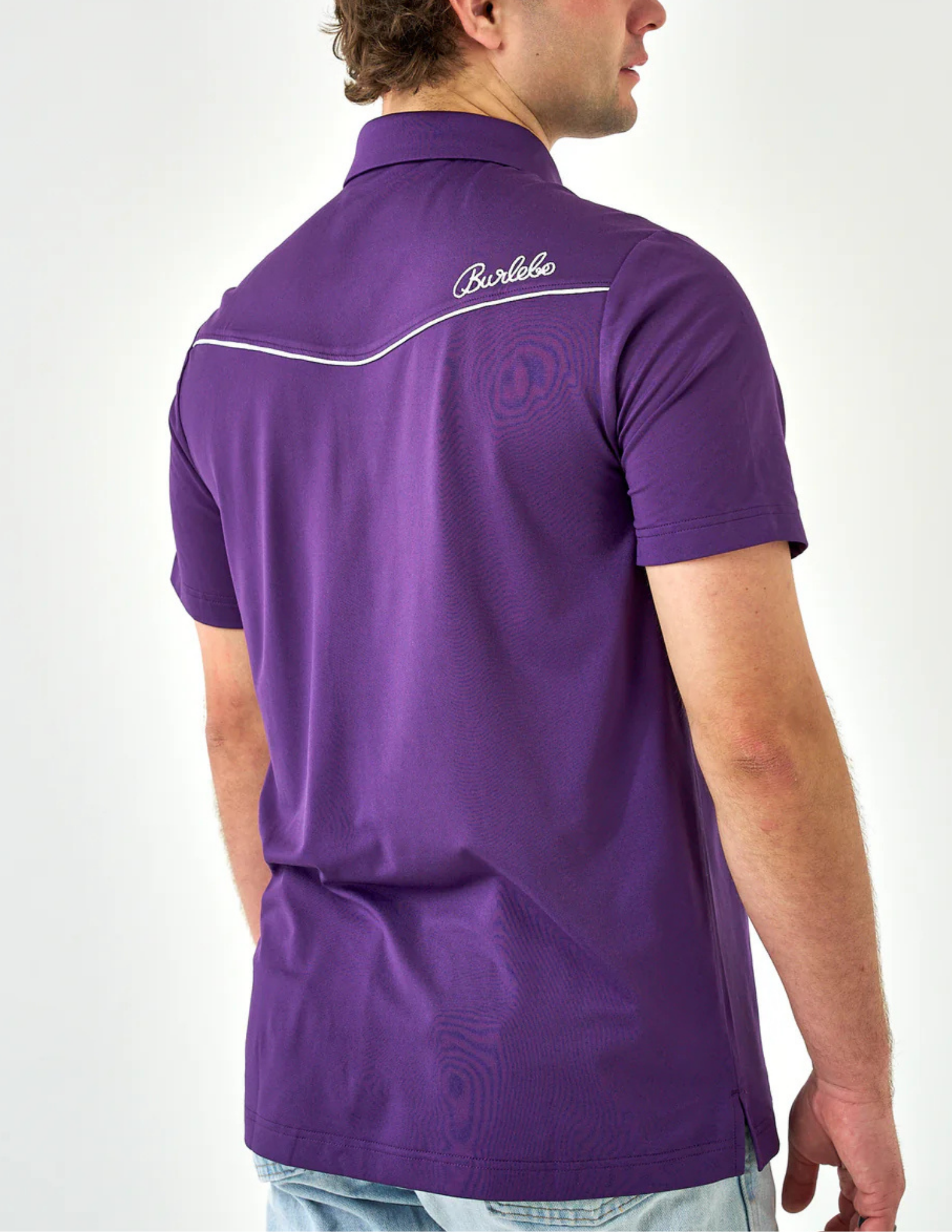 Burlebo Pearl Snap Performance Polo - Purple - The Foundry
