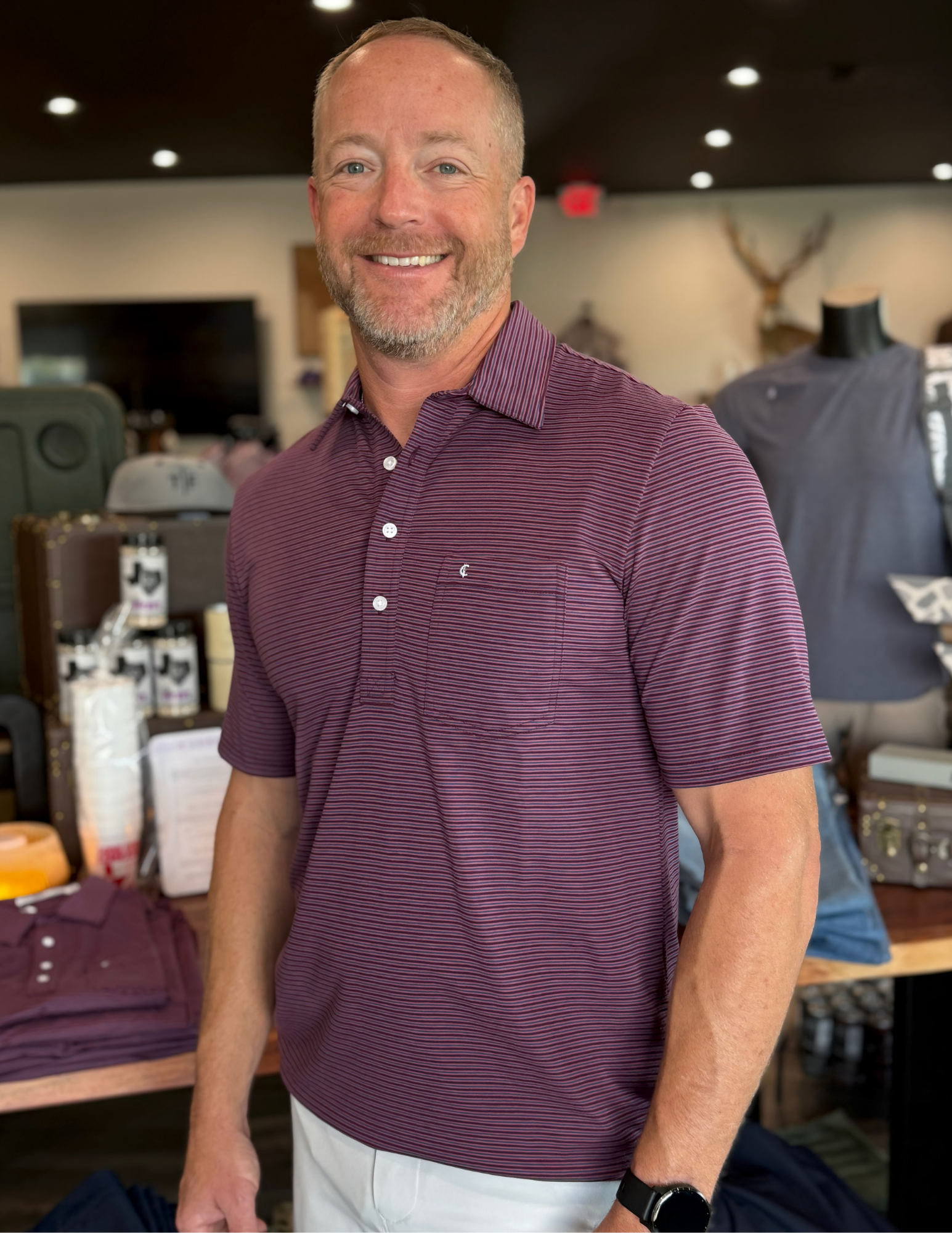 Criquet - Performance Players Shirt - Ferrell Stripe Burgundy - The Foundry