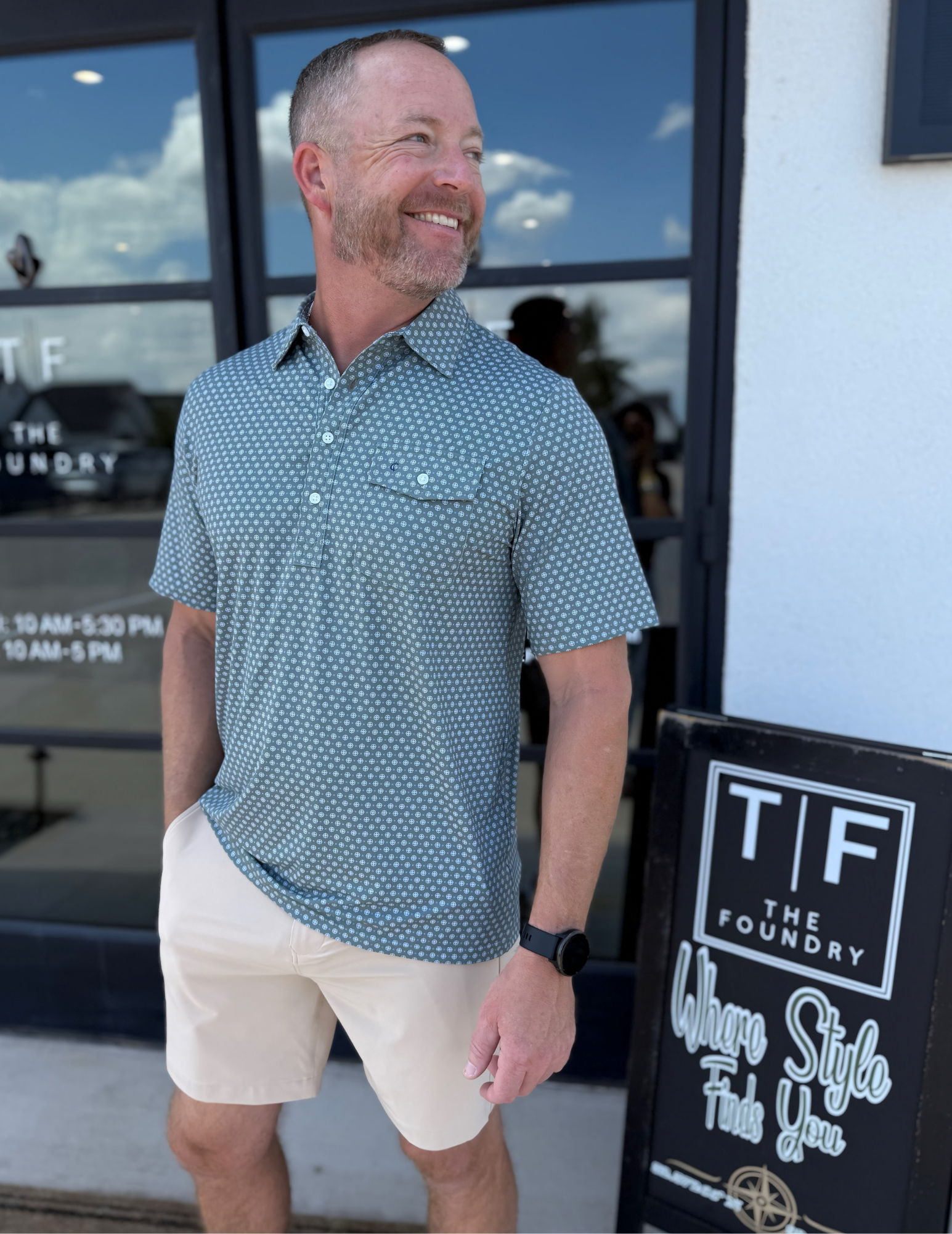Criquet Performance Sport Players Shirt - Medallion Print Olive - The Foundry