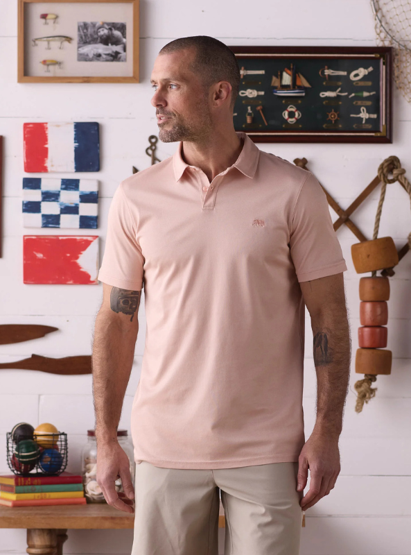 The Normal Brand Performance Pique Polo - Dusty Rose - The Foundry