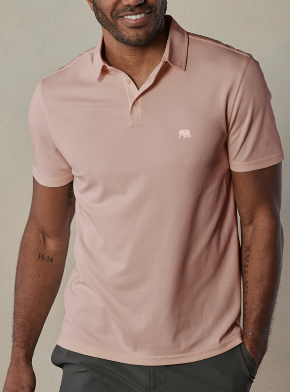 The Normal Brand Performance Pique Polo - Dusty Rose - The Foundry