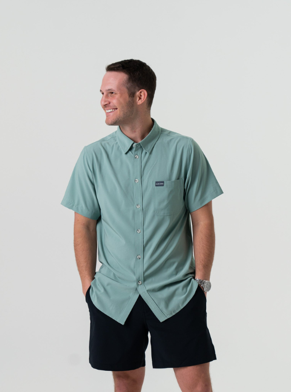 Burlebo Performance Button Up - Ocean Swell - The Foundry
