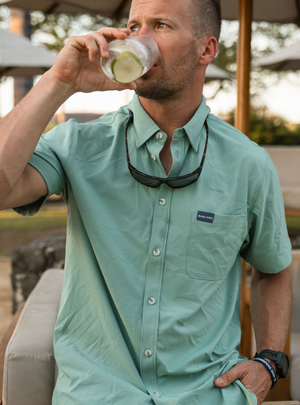 Burlebo Performance Button Up - Ocean Swell - The Foundry