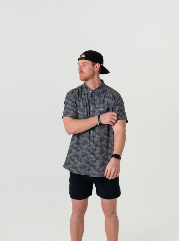Burlebo Performance Button Up - Stone Camo - The Foundry