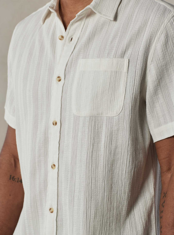 The Normal Brand Freshwater Button Up Shirt - Ivory Crinkle Dobby - The Foundry