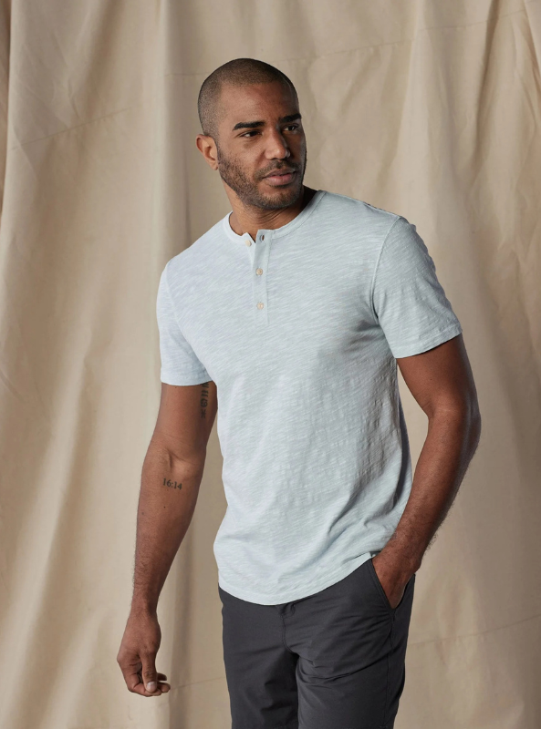 The Normal Brand Legacy Jersey SS Henley - Mist - The Foundry