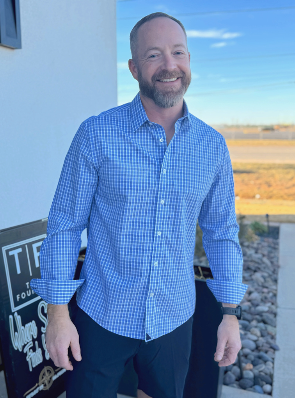 Untuckit Durif Wrinkle Free Shirt - Blue Navy & White Check - The Foundry