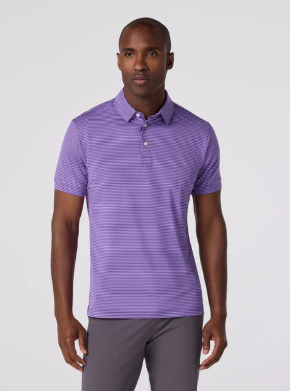 Mizzen & Main Versa SS Polo Purple Stripe