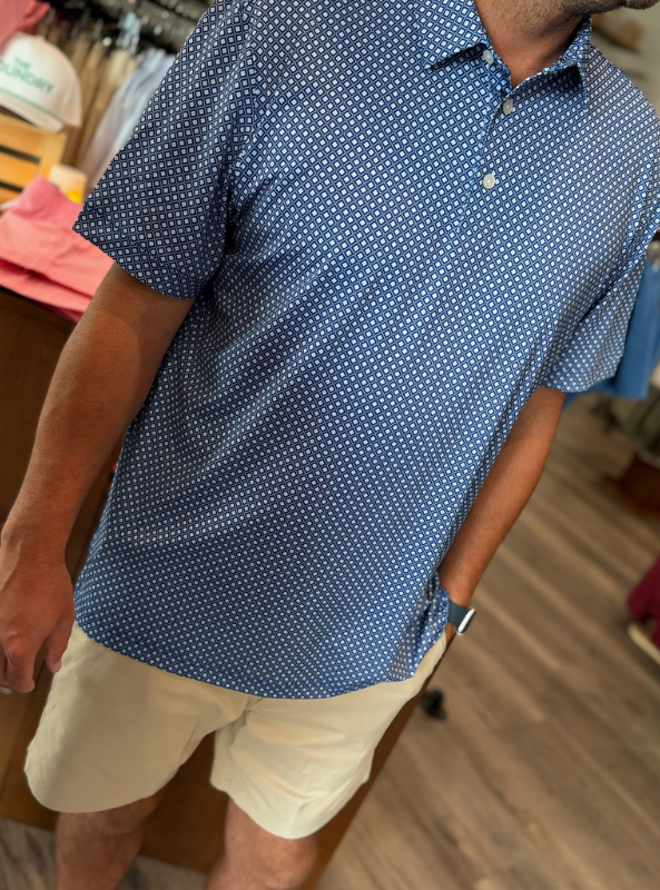 Mizzen + Main Versa SS polo - Cobalt Enlarged Diamond