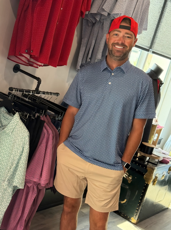 Mizzen + Main Versa SS polo - Cobalt Enlarged Diamond