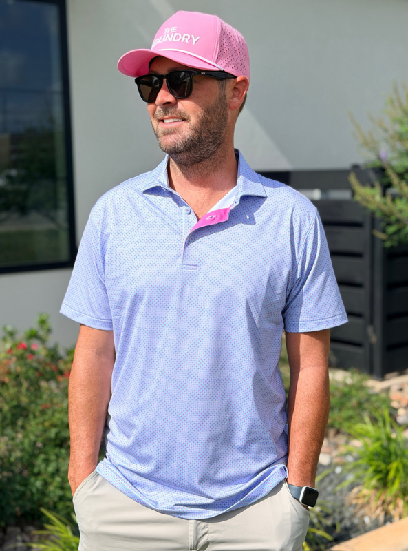 Horn Legend Lisbon Performance Polo - Light Blue w/ Rose Quartz