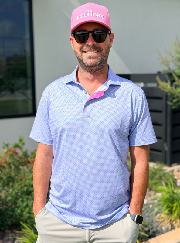 Horn Legend Lisbon Performance Polo - Light Blue w/ Rose Quartz