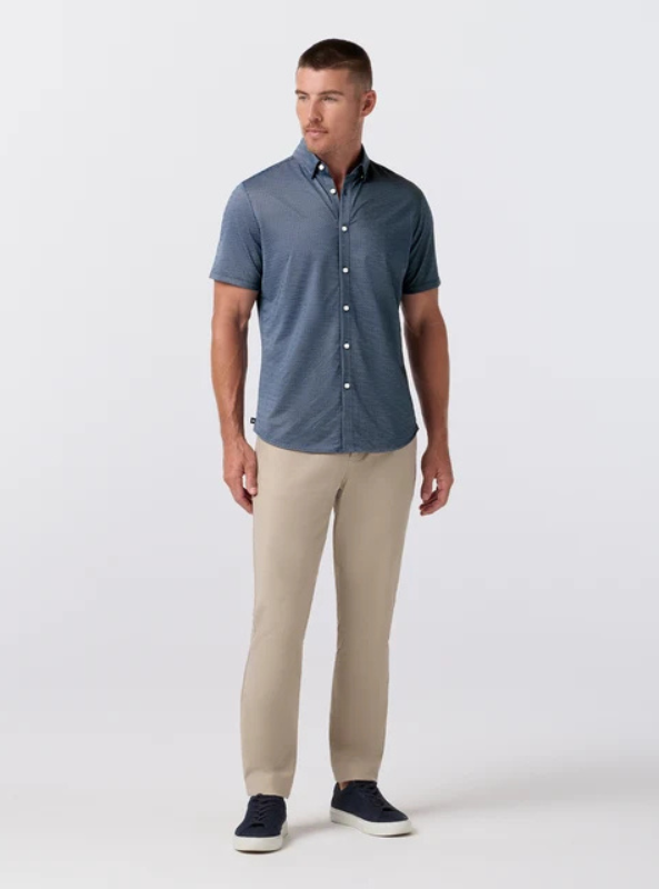 Mizzen & Main Halyard SS Dress Shirt - Navy Floral Lattice