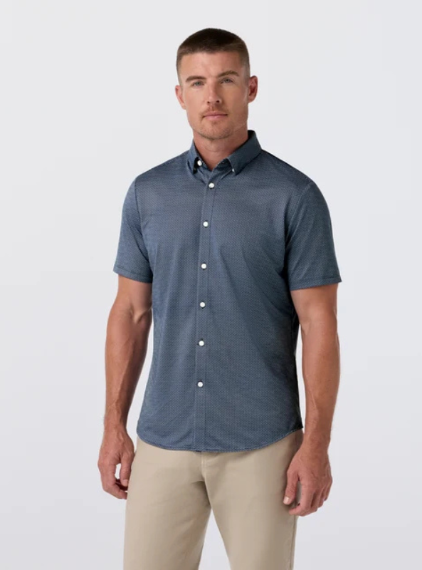 Mizzen & Main Halyard SS Dress Shirt - Navy Floral Lattice