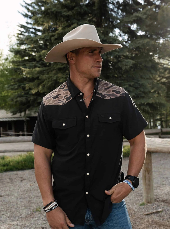 Burlebo Performance Western Shirt - Black & Gauge Camo