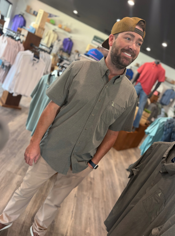 Local Boy SS Low Country Button Down - Olive Shoal