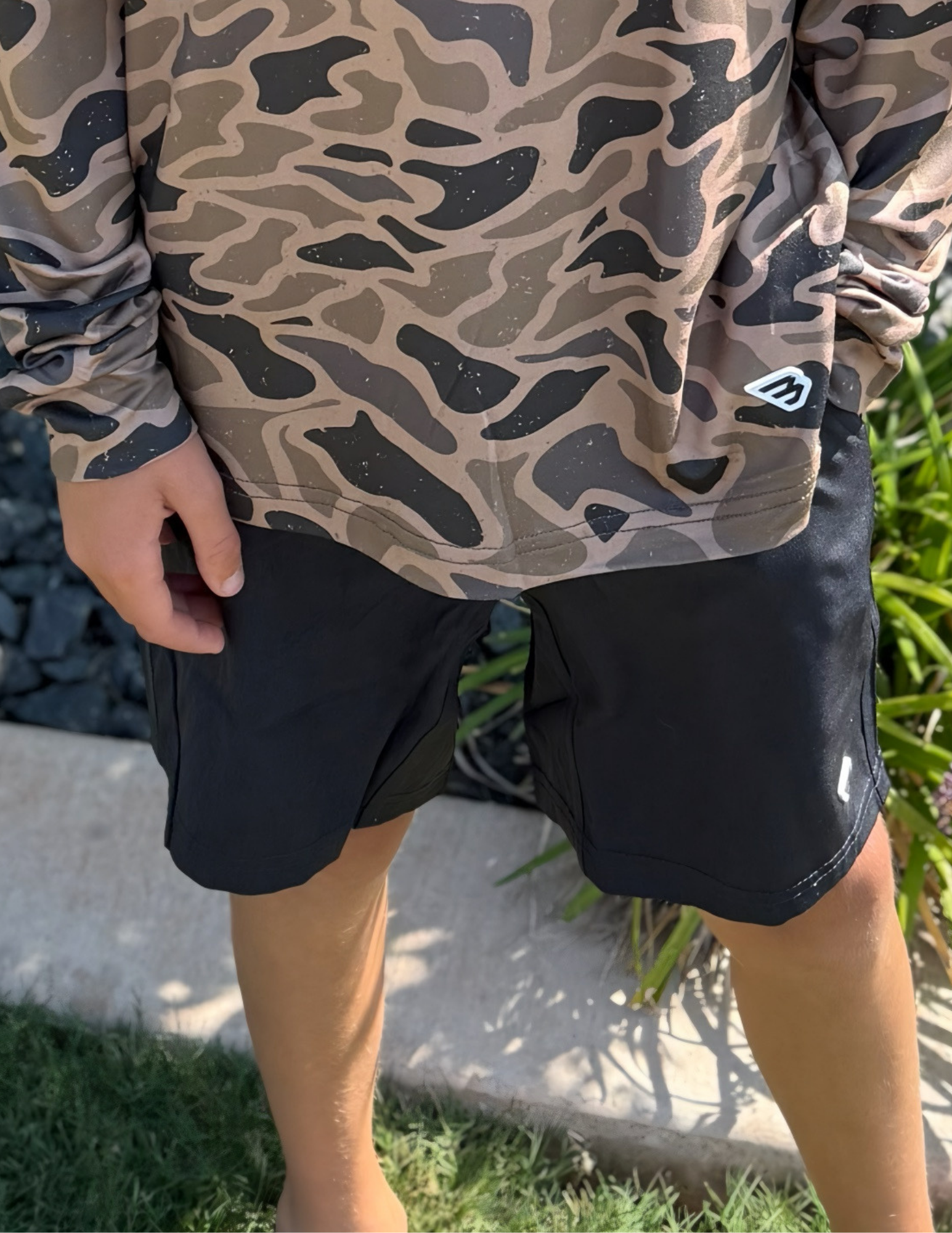 Burlebo Youth Athletic Short - Heather Black Retro Duck Camo Liner - The Foundry