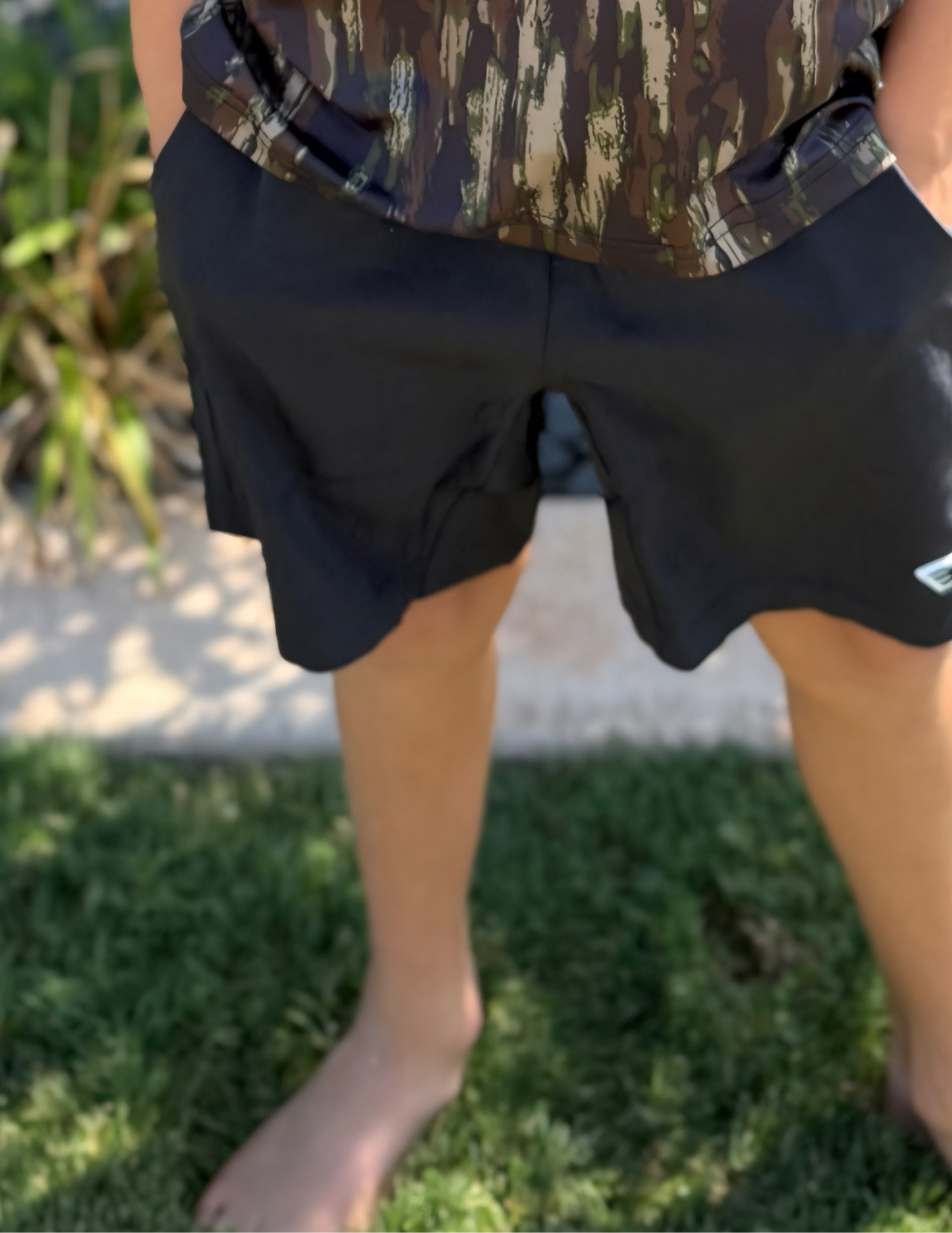 Burlebo Youth Athletic Short - Heather Black Retro Duck Camo Liner - The Foundry