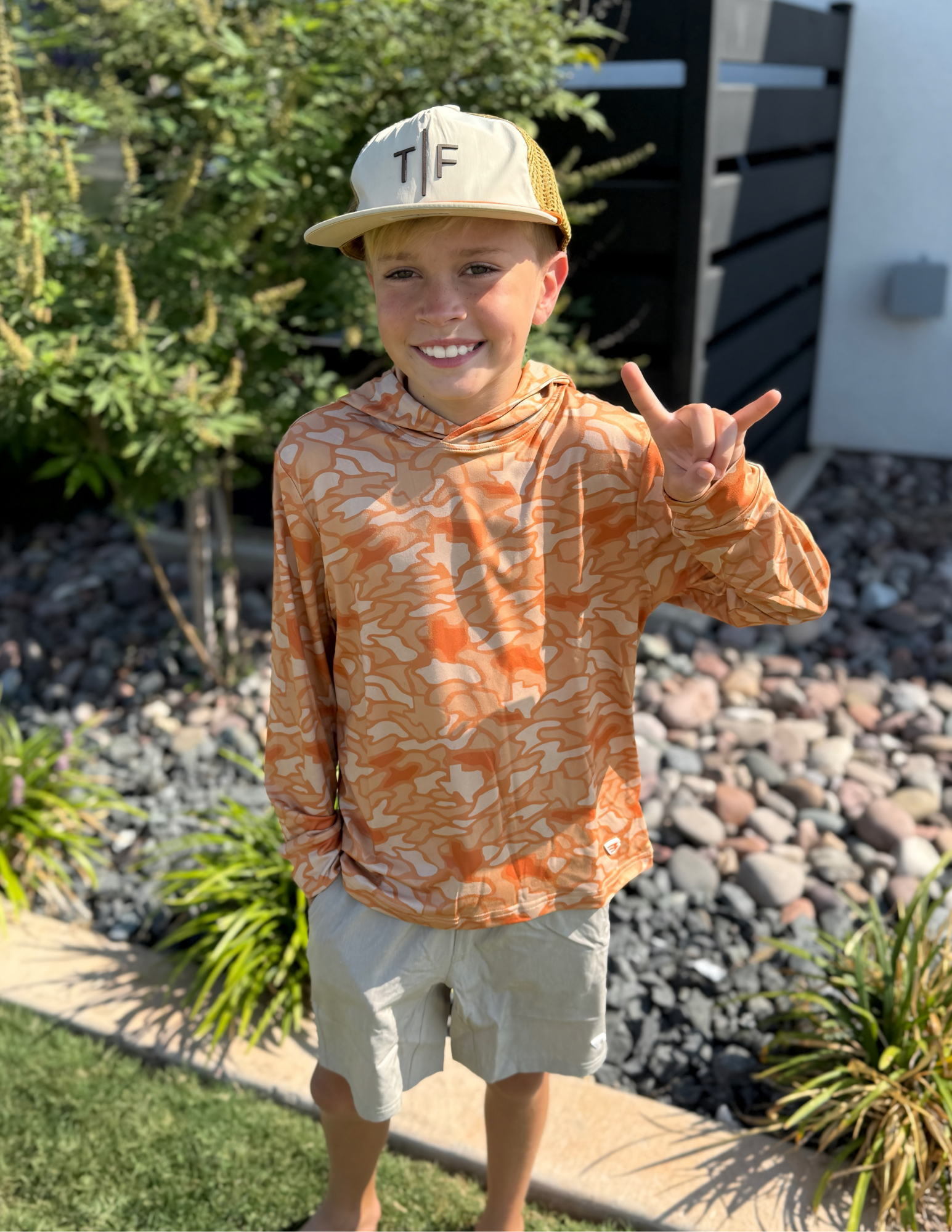 Burlebo Youth Performance Hoodie Orange Texas Camo - The Foundry