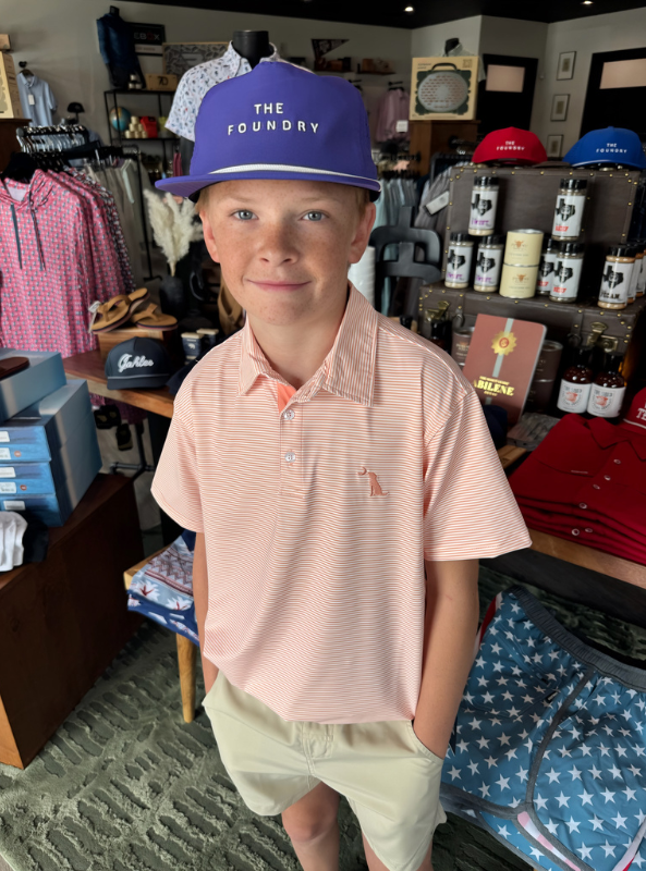 Local Boy Youth Palms Polo Peach/White