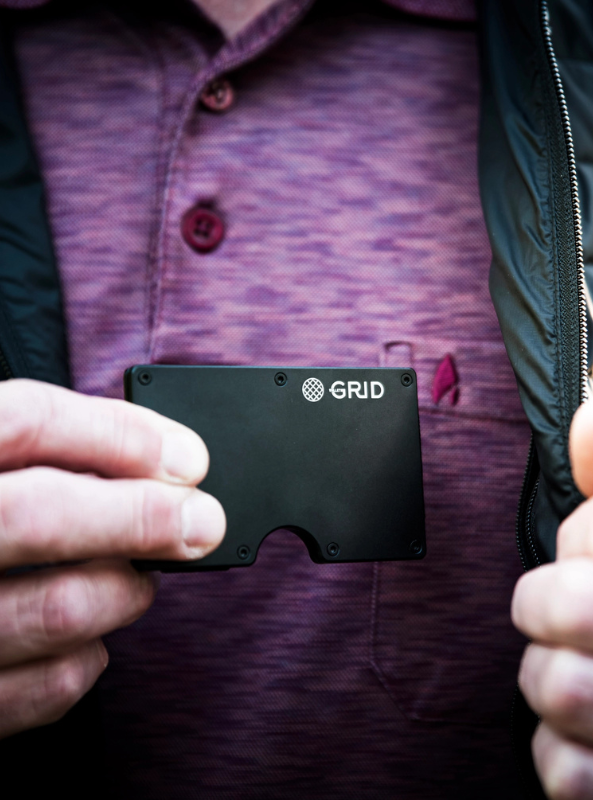 Grid Wallet-Black Aluminum - The Foundry