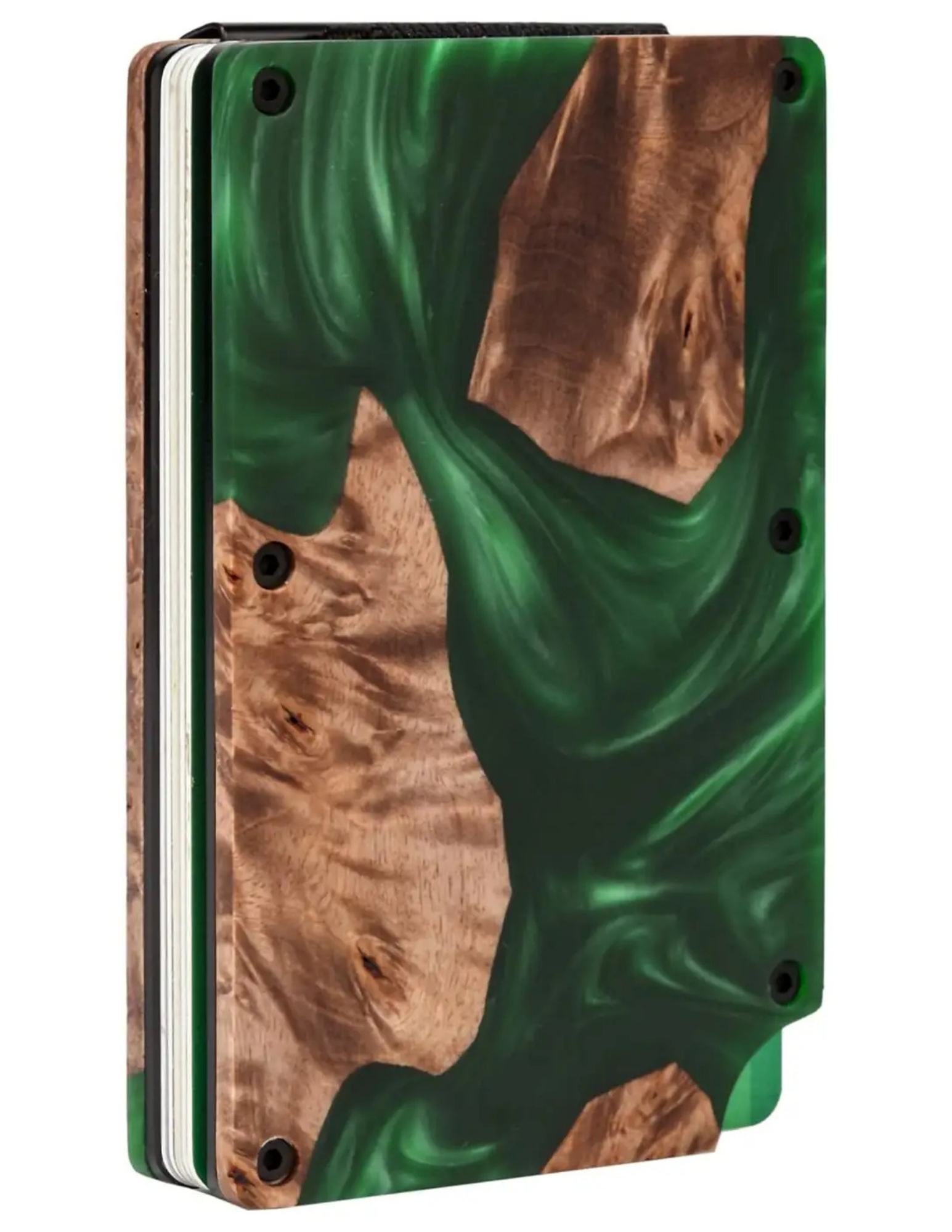 Wood Wallet Money Clip- Green