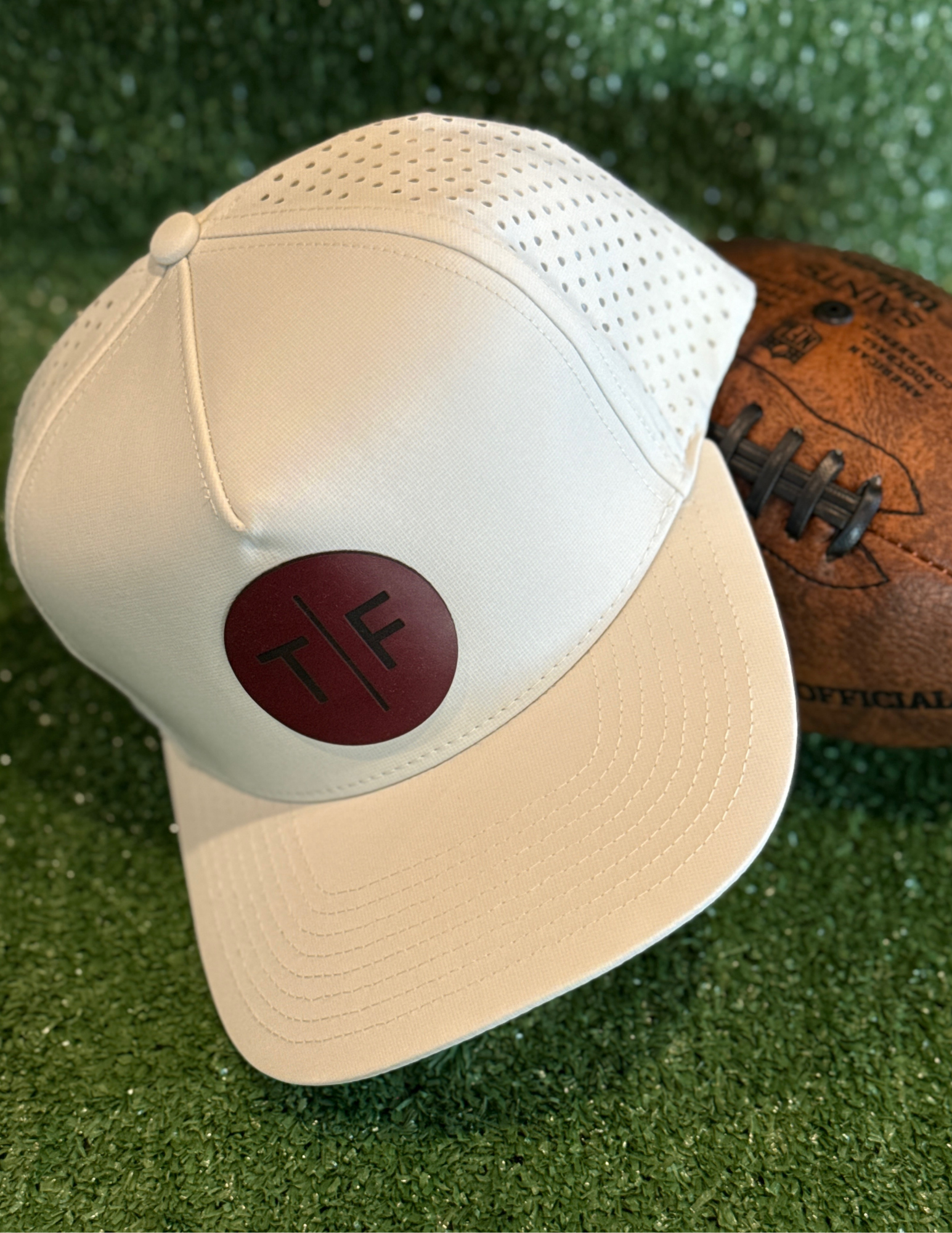 BH- Off White Hat Maroon Leather T/F Patch