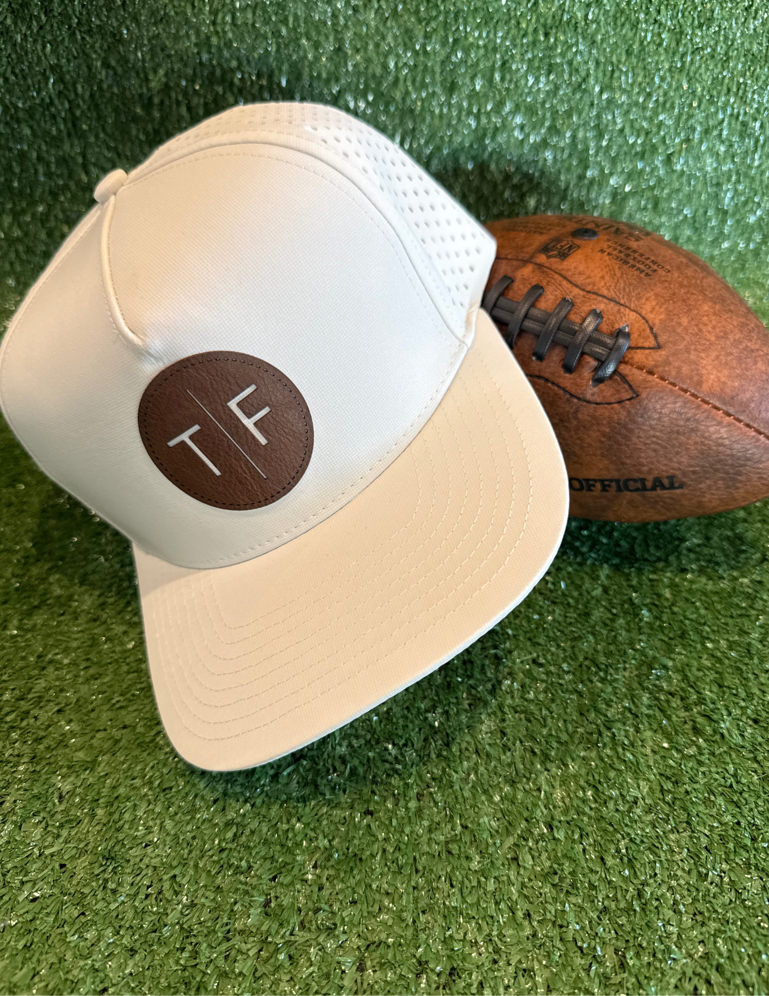 BH-Off White Hat with Cutout TF Leather Patch