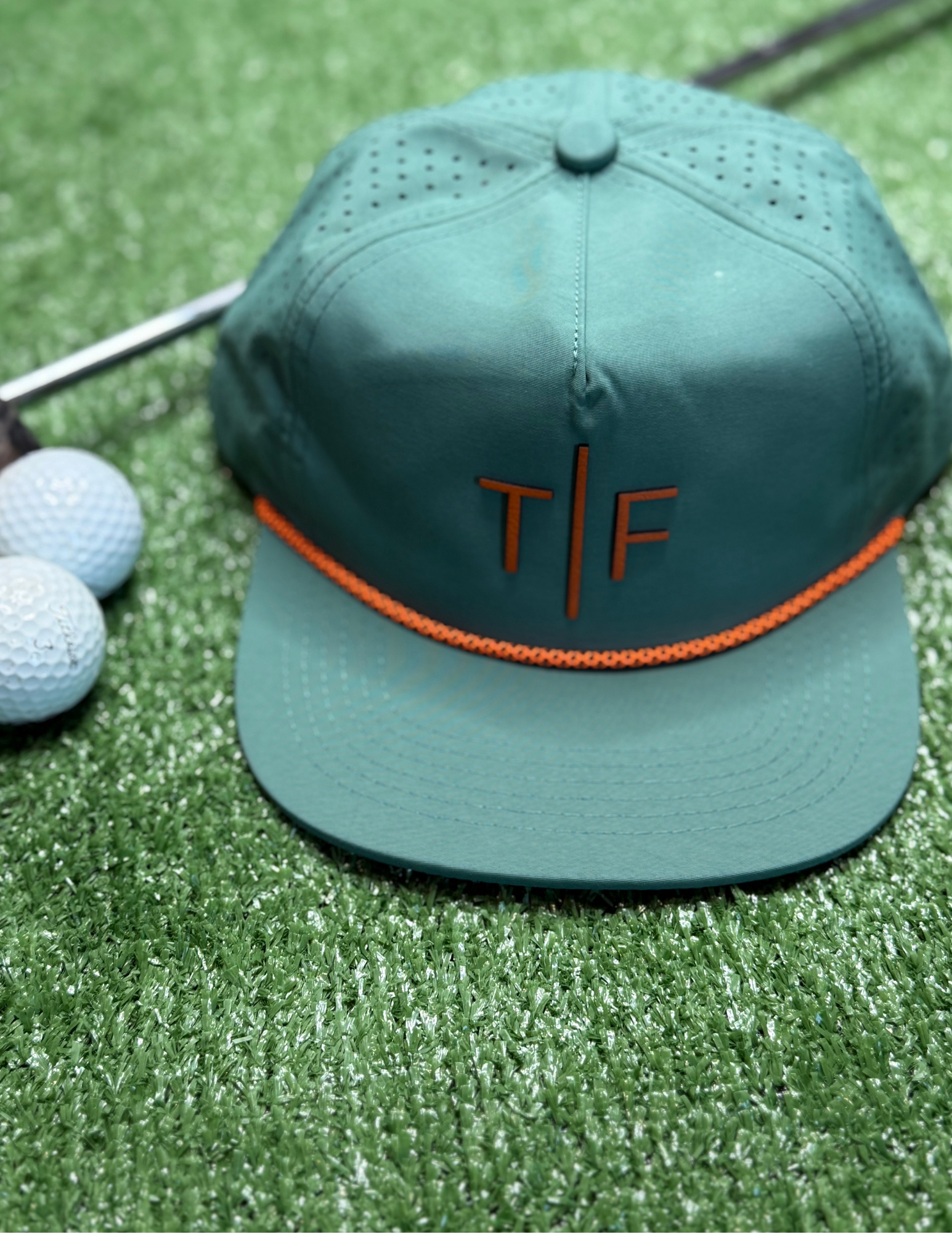BRH Teal Hat with Orange Leather T/F