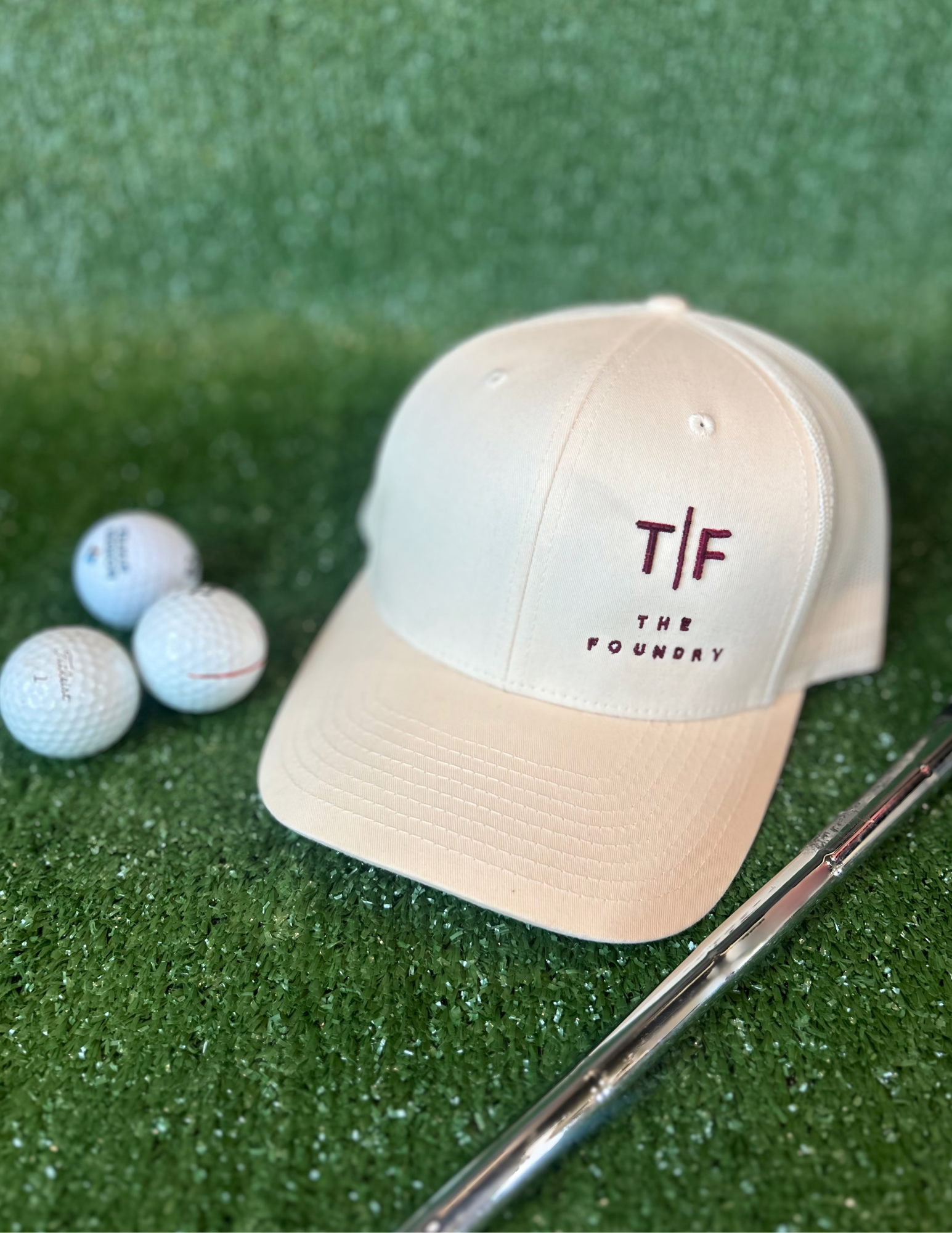 Richardson Hat Cream w/ Maroon T|F The Foundry embroidered