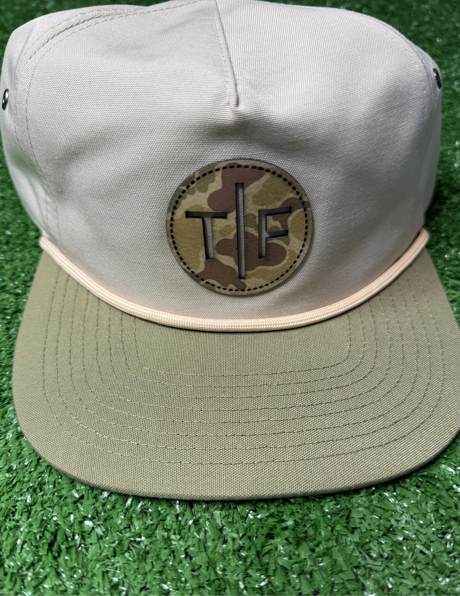 Tan/ Loden Commodore Hat with Camo Patch - The Foundry