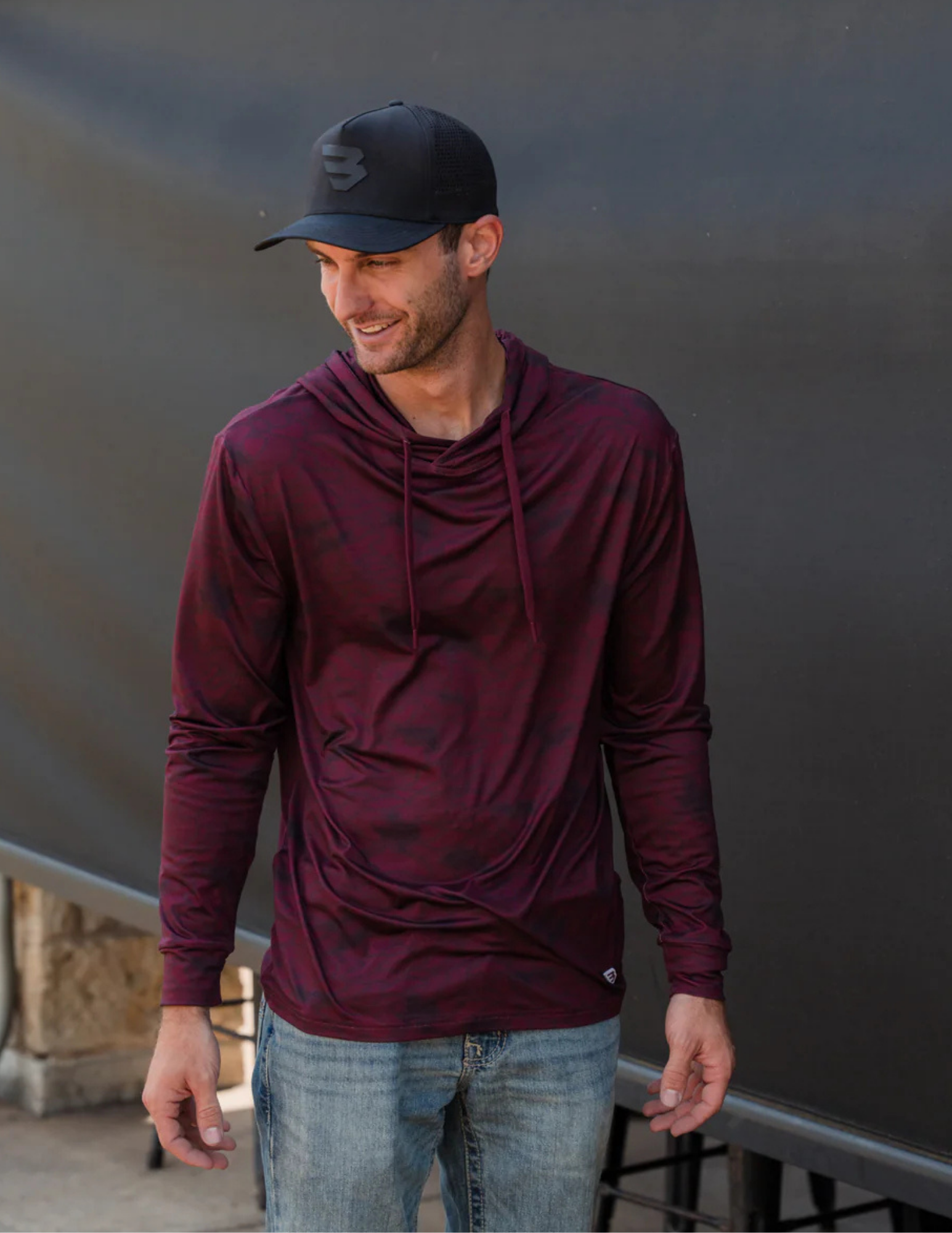 Burlebo Performance Hoodie - Maroon Texas Camo