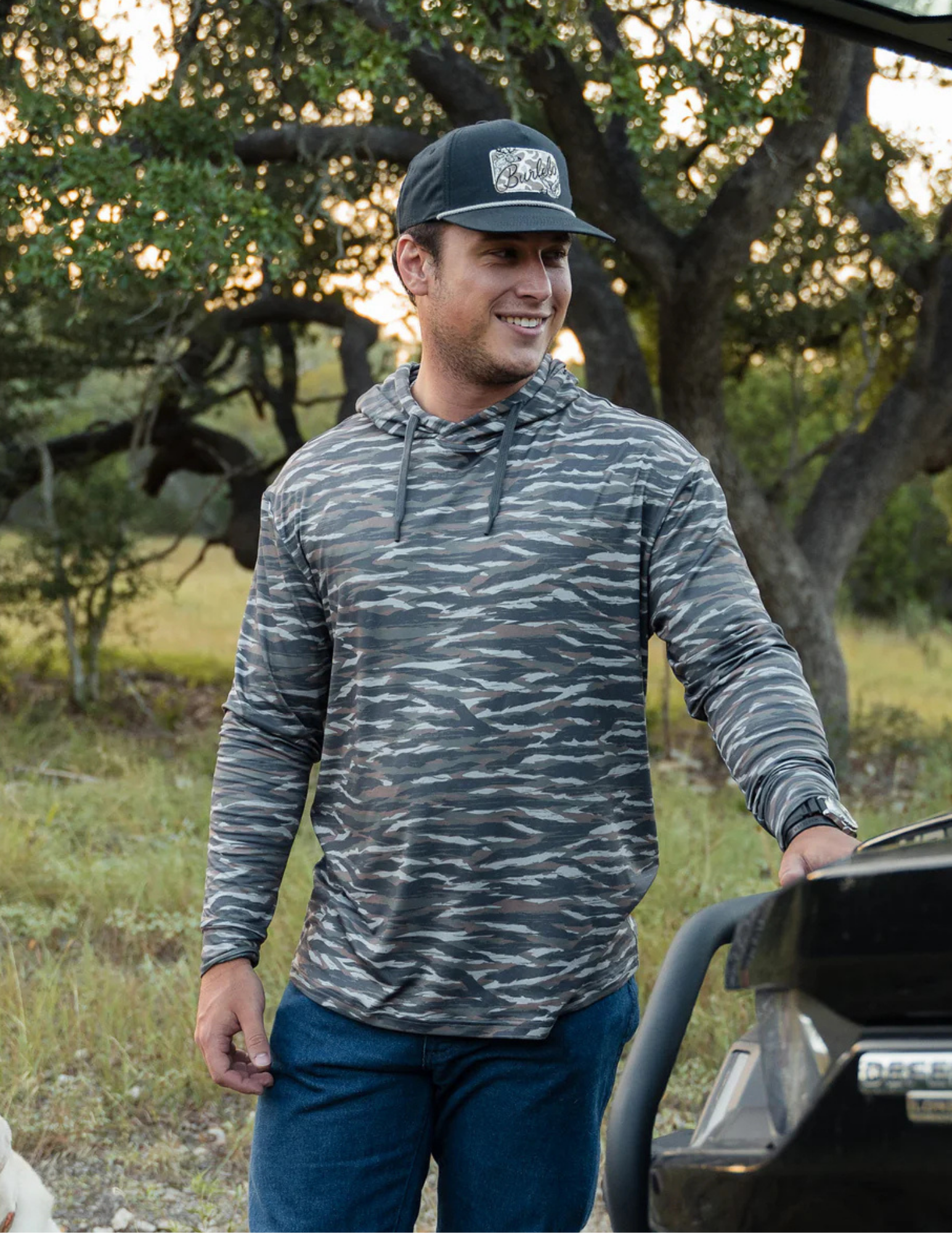Burlebo Performance Hoodie- Tiger Stripe Camo- Wetland