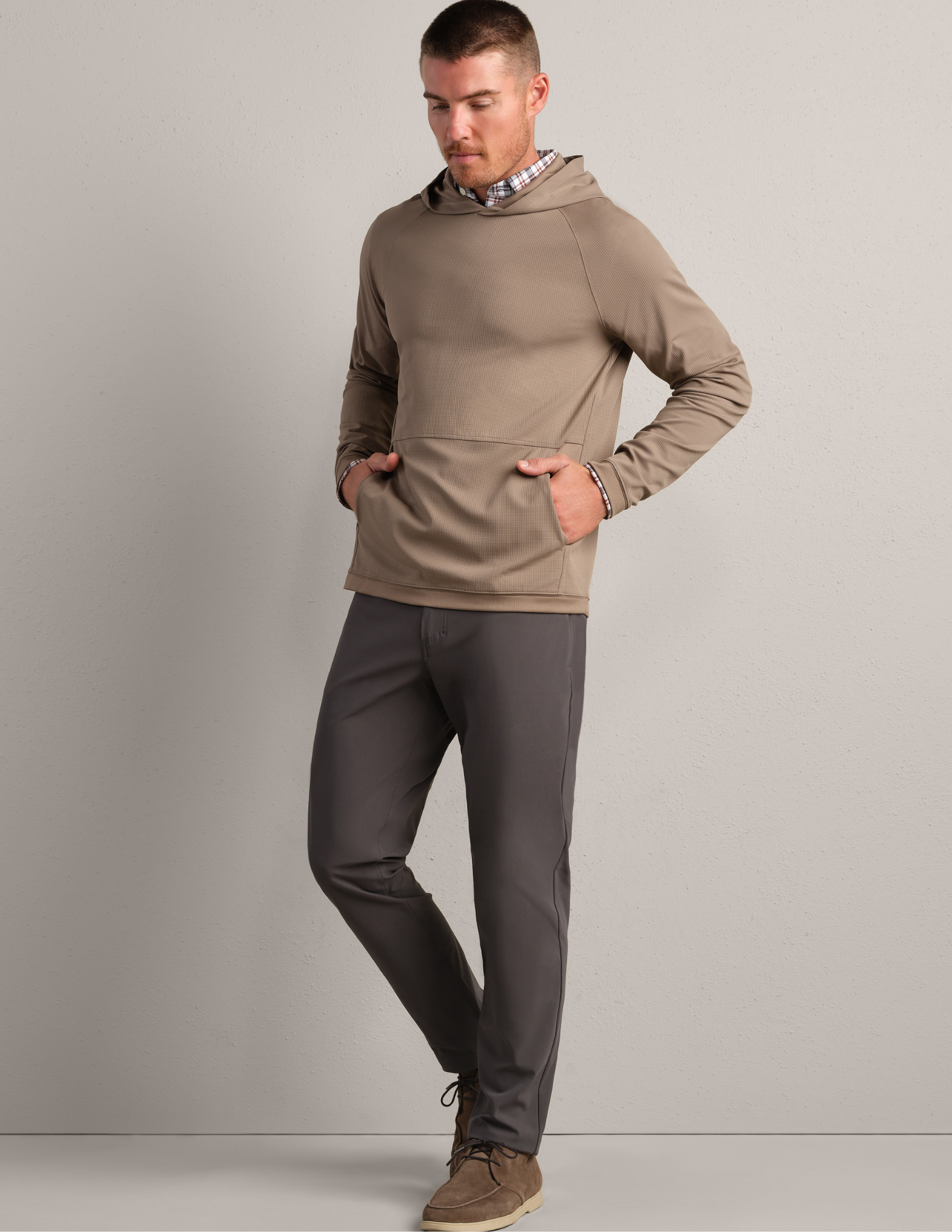 Rhone Waffle Tech Hoodie Foggy Taupe