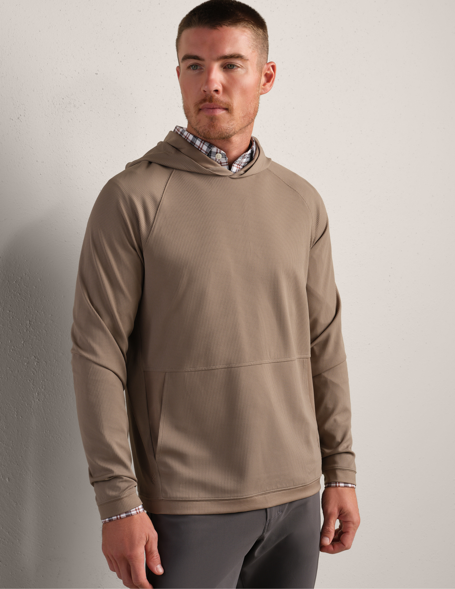 Rhone Waffle Tech Hoodie Foggy Taupe