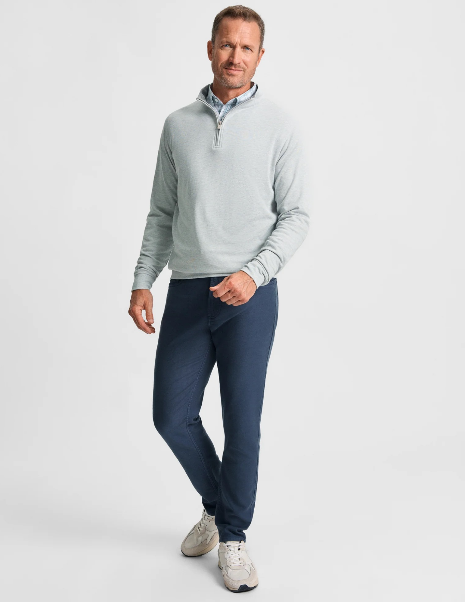 GenTeal Cotton/Modal Quarter Zip - Fog Grey