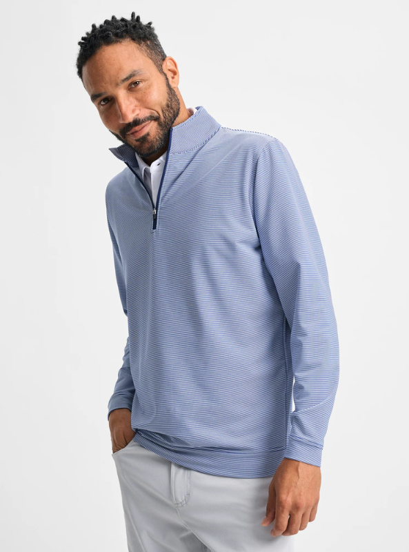 Gen Teal Apparel- Navy Pinstripe Venture Performance Quarter-Zip