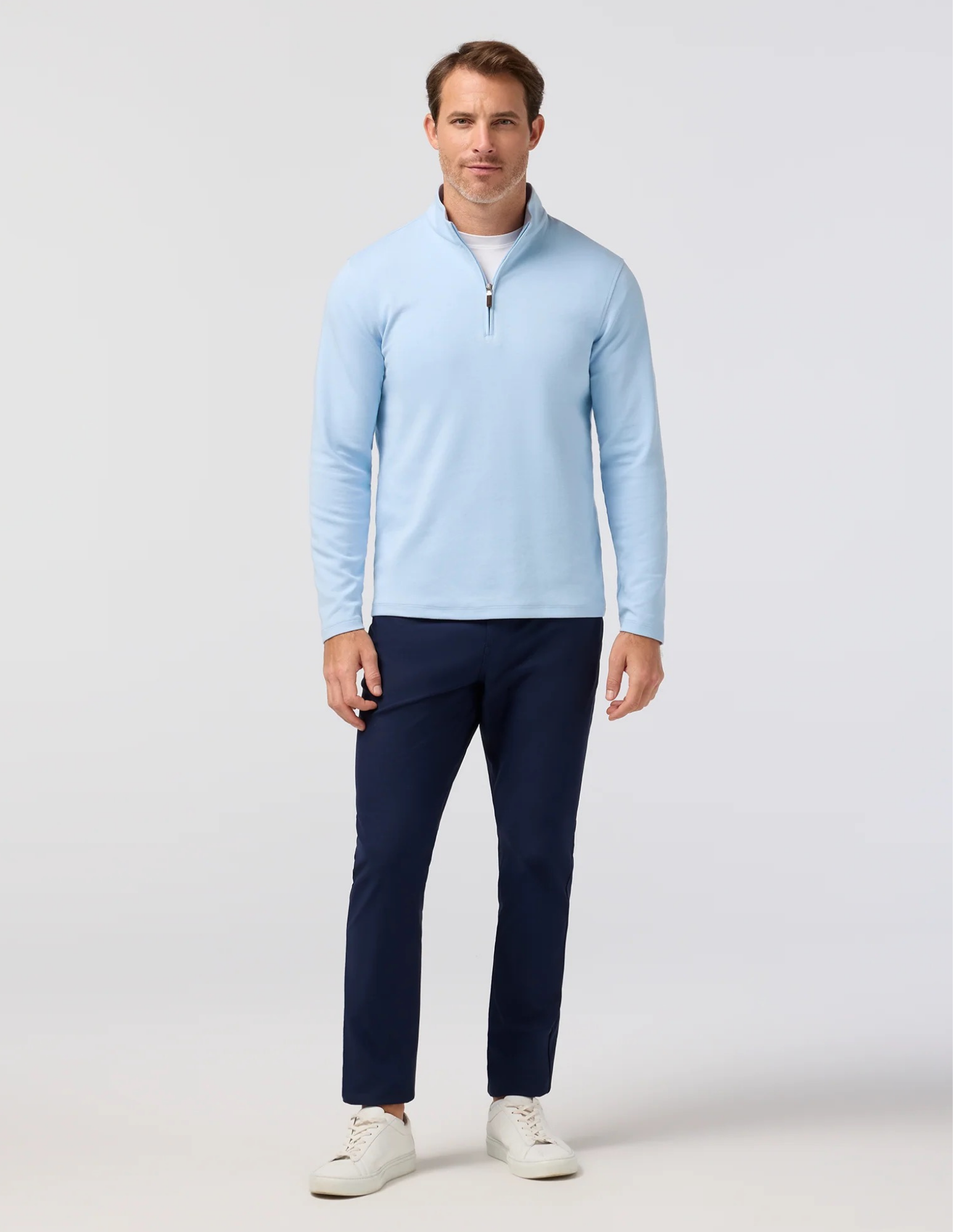 Mizzen & Main KPI Quarter Zip - Cloud Blue
