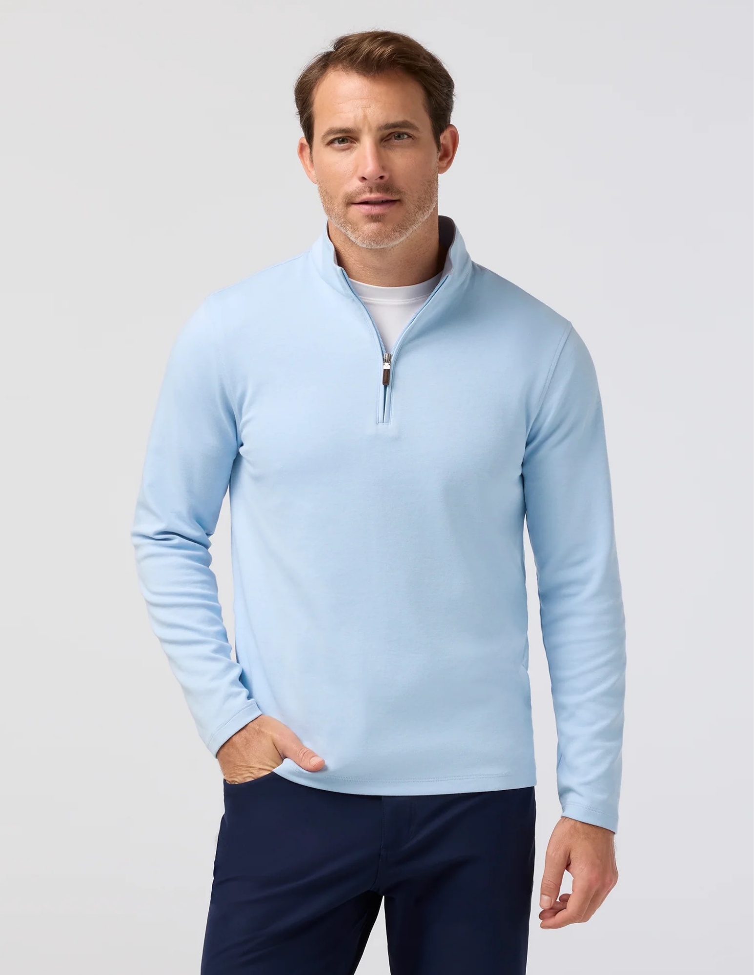 Mizzen & Main KPI Quarter Zip - Cloud Blue