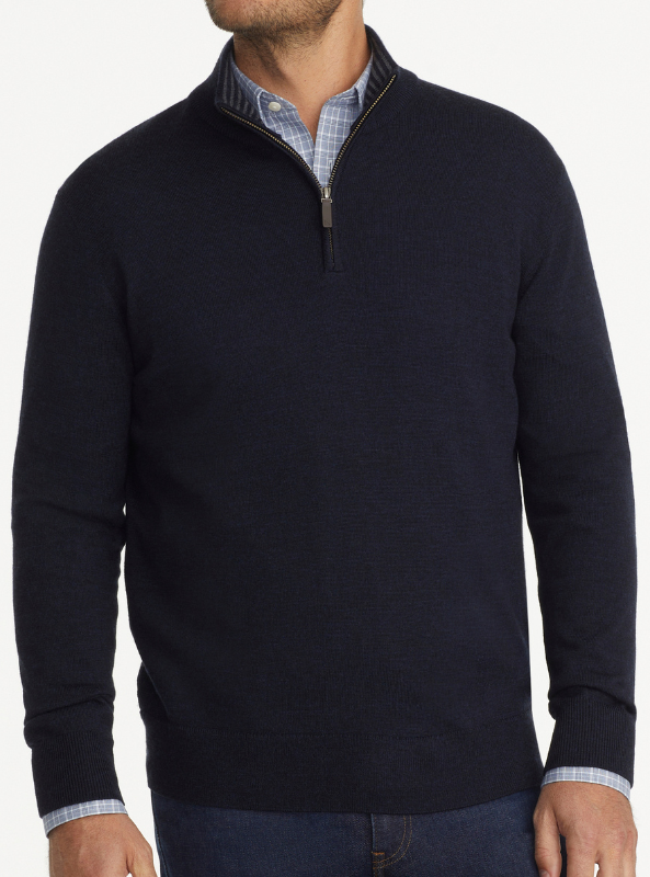 Untuckit - Belguardo Merino Wool 1/4 Zip Sweater Dark Blue