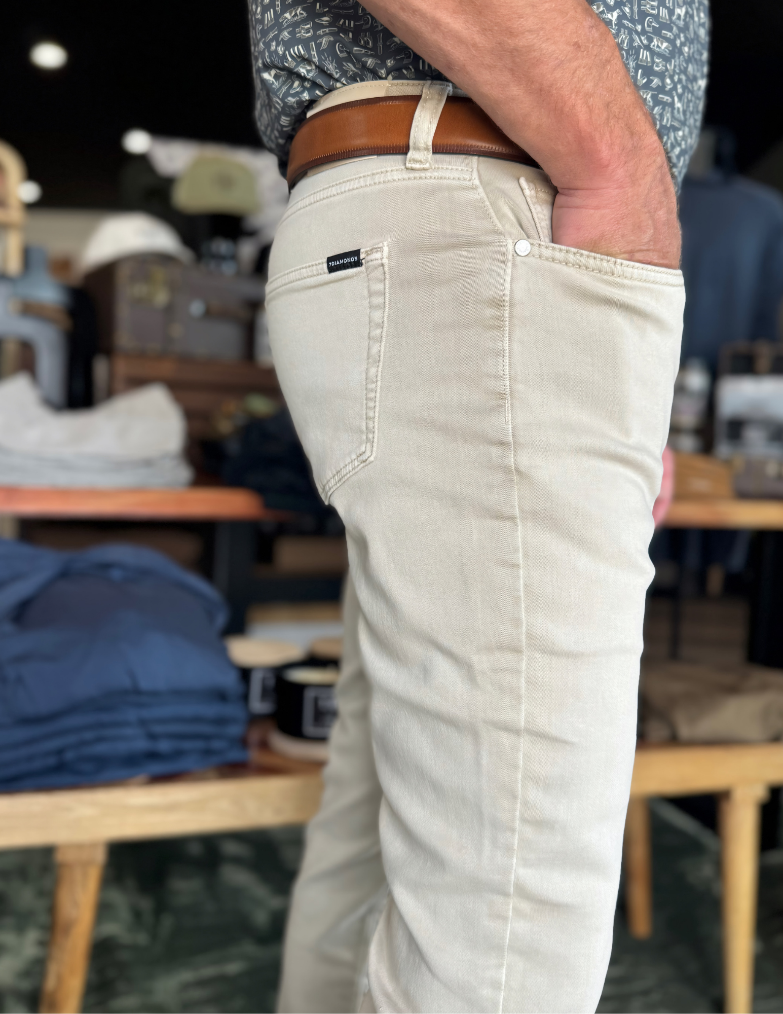 7 Diamonds Payton 5 Pkt Pant - Dune