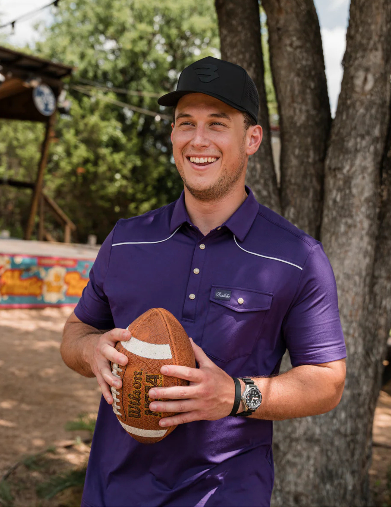 Burlebo Pearl Snap Performance Polo - Purple