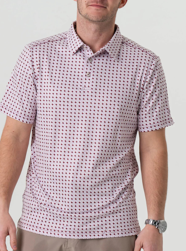 Burlebo Performance Polo Texas White & Maroon