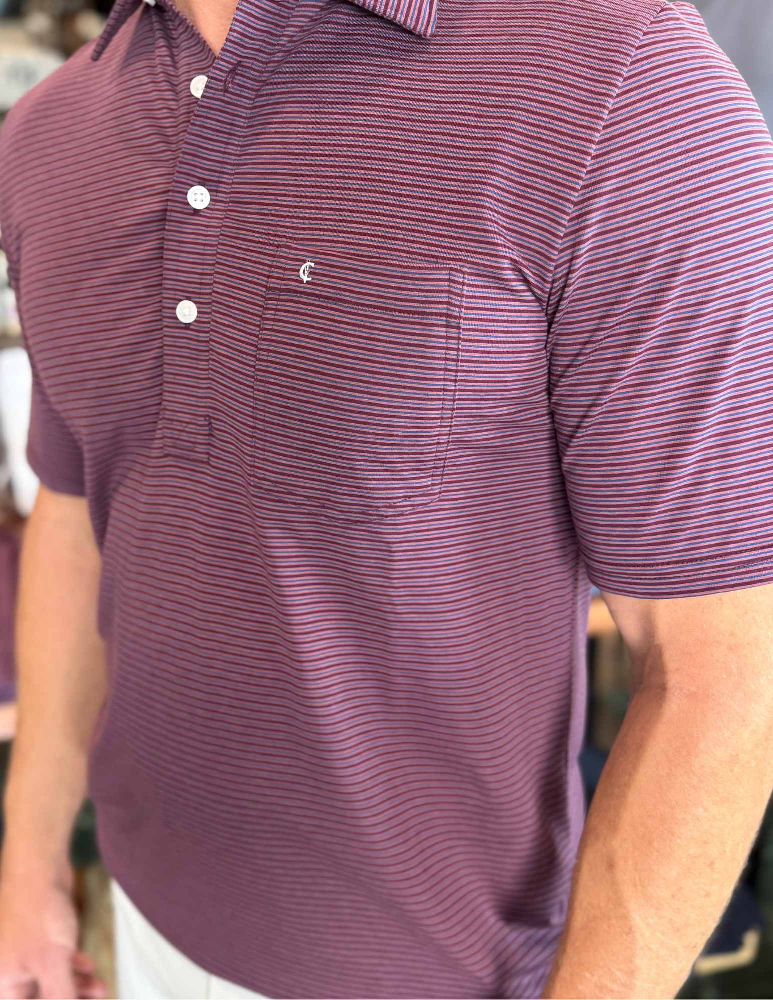 Criquet - Performance Players Shirt - Ferrell Stripe Burgundy