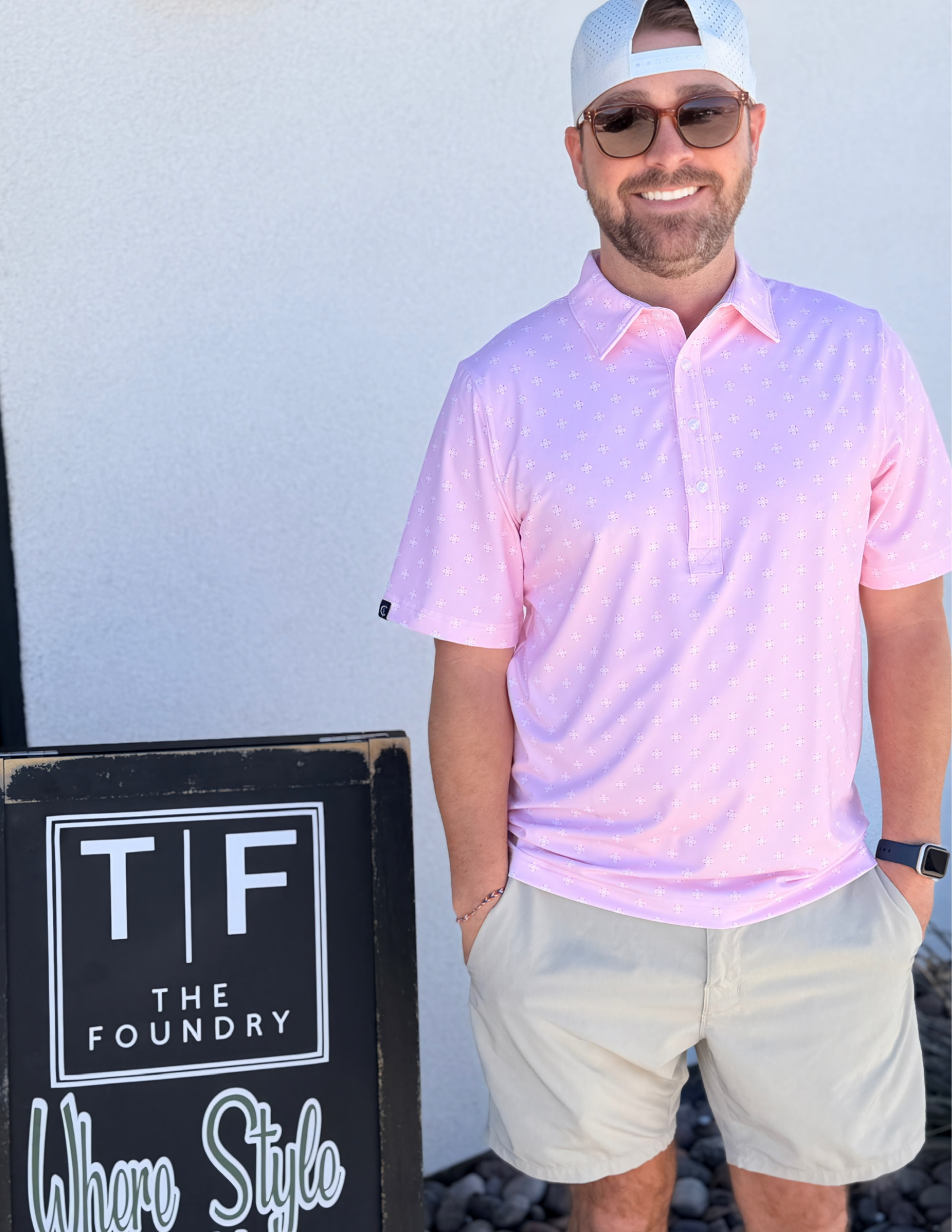 Criquet- Performance Sport Range Polo- Saltillo Print Pink